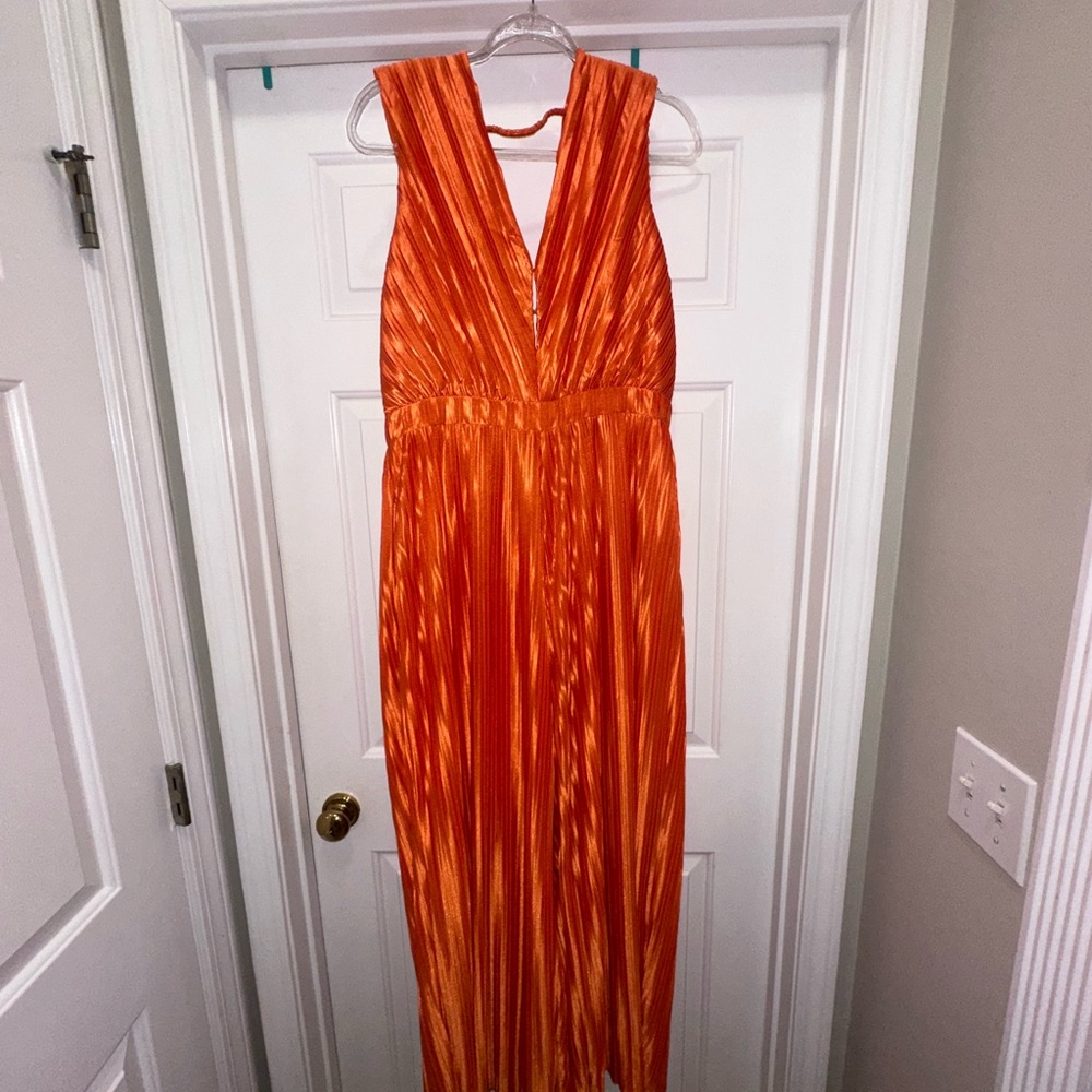 BTFL- life :  Thena Sleeveless Pleated Satin Jumpsuit